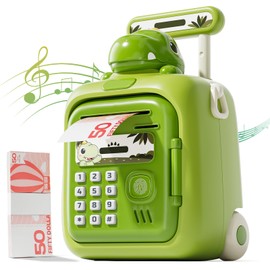 Dinosaur Piggy Bank for Kids with Password & Fingerprint Unlock – Automatic Money ATM Bank with Voice Prompts, Music, Teaching Mode & Large Capacity,Dinosaur Toys for Kids Boys Girls 3 4 5 6 7 8
