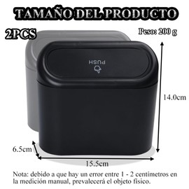 Cubo de Basura para Coche 2 Piezas Portátiles - Cubo de basura con tapa hermética, para Colgar, Resistente al Agua y a Prueba de Fugas, Ideal para Auto, Oficina y Hogar, 15.5x6.5x14cm (Negro Mate)