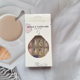 Flower Press on Nails Medium Length Square Fake Nails Glossy Light Pink Green Acrylic Nails with 3D Embossed Flowers Designs Full Cover False Nails Spring Colorful Floral Glue on Nails for Women