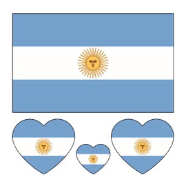 10 Sheets Argentina Flag 2022 World Cup Temporary Face Tattoos Stickers，40 Pcs Football National Flag Removable Fake Tattoos, For Men Kids Women (Argentina)