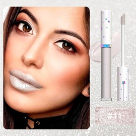 evpct 1Pcs Floral White Metallic Shimmer Glitter Lip Gloss Liquid Lipstick Long Lasting Waterproof 24, Glitter Pearlescent Metallic Sparkly Liquid Lipsticks Lip Stains Makeup Set for Women 11
