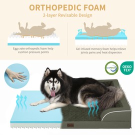 Casa Paw Memory Foam XL Dog Bed with Bolsters, Cooling Dog Beds for Extra Large Dogs, Waterproof Orthopedic Dog Bed with Removable Washable Cover NAD Nonskid Bottom(X-Large,Dark Green)