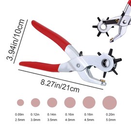 DHinkyoung Leather Hole Punch,Heavy Duty Revolving Eyelet Punch,Handy Belt Piler Professional Piler Tool for Belts, Canvas, Soft Plastics,Shoes, Cards, Watch Bands,Pet Collars