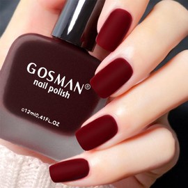 COSMOO 12ml Burgundy Matte Nail Polish, Quick Dry Nail Lacquer for Nail Art Varnish, Mist Effect Matte Finish Velvet Nail Polish, 0.41 fl oz (Burgundy, 0.41 fl oz)