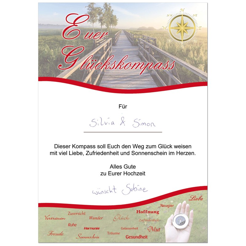 Geschenke mit Namen Compass, metal, silver, 5.5 cm