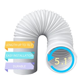 5.1 Inch Portable AC Air Conditioner Hose Anti-Clockwise Thread & Length up to 78 inches Universal Replacement AC Exhaust Vent Hose