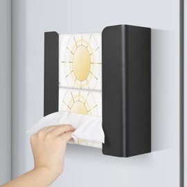 TITIROBA Tissue Case, Magnetic Tissue Box, Divided Type, Kitchen Paper Holder, Paper Towel Holder, Can Be Cut with One Hand, Tissue Storage, Books, Magazines, Magnet, Wall Hanging, Kitchen, Bath,