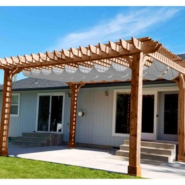 Patio Waterproof Retractable Shade Cover Pergola Replacement Cover Canopy Outdoor Slide Wire Wave Shade Sail Deck 3'Wx16'L Light Grey