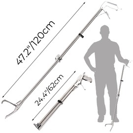 Hiceeden 47" Professional Stainless Steel Snake Grabber Tool, Collapsible Snake Reptile Tong with Lock and Wide Jaw, Heavy Duty Rattle Snake Catcher Stick Handling Tool