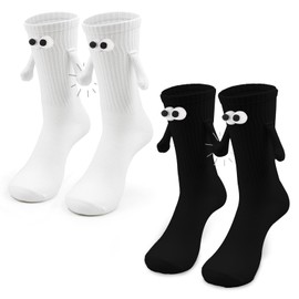 SUWIWKKOA 2 Pairs Magnet Socks Holding Hands Funny Couple Socks Magnetic Socks Hand In Hand Socks Magnet Socks 3d Doll Couple Socks Couple Holding Hands Socks Special Gifts For Women Men