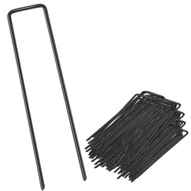 Tent Pegs Metal for Weed U-Shaped Ground Pegs Heavy Duty Garden Pegs Stakes Membrane Pegs for Artifical Grass, Black.