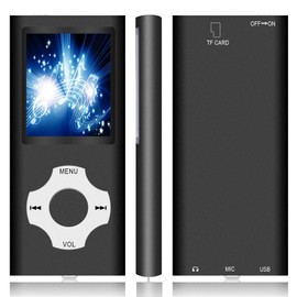 Hotechs MP3 Player/MP4 Player, MP3 Player with 32GB Memory Card, Slim Design, Digital LCD Display, 1.8 Inch Display, FM Radio (Black)