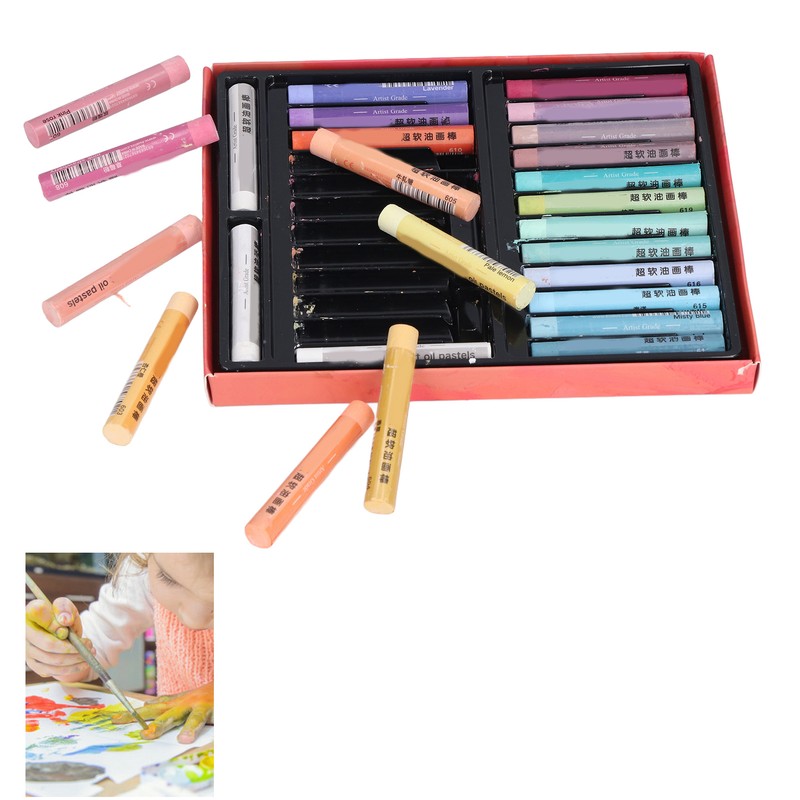 26pcs Oil Pastels 24 Colors Soft Creamy Safe Reliable DIY