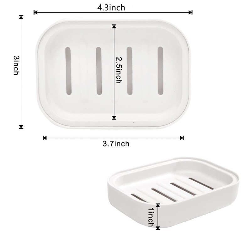 BAOKUANHU 4 Pack Plastic Soap Dish, Soap Container, Double Layer