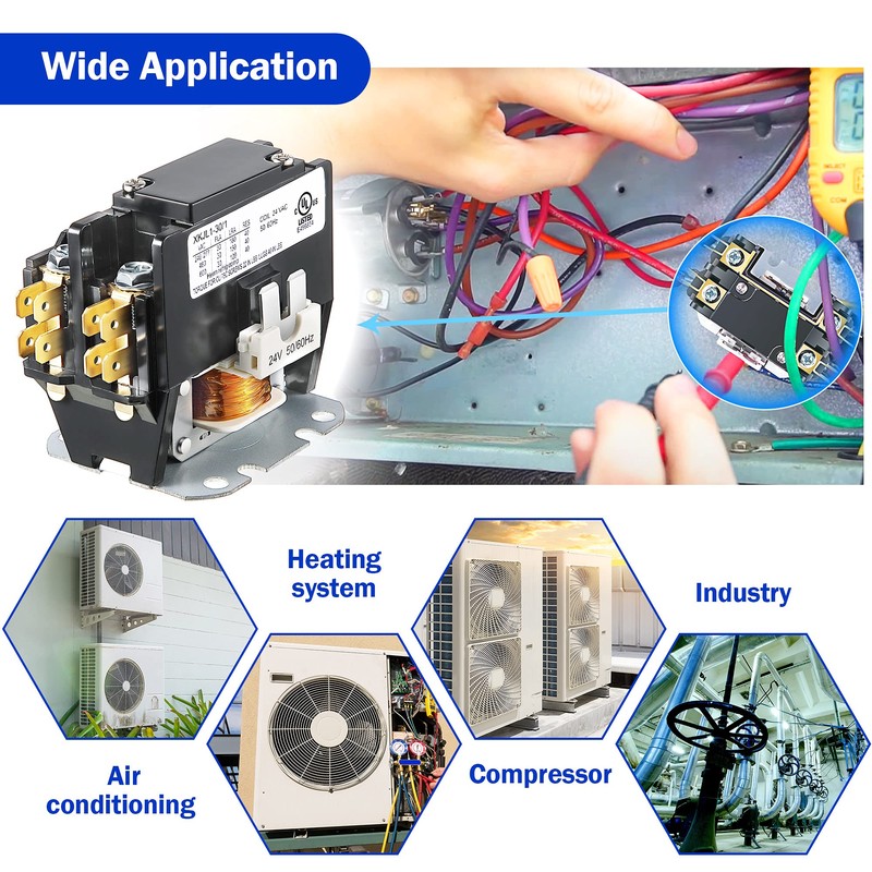 Dreyoo Carrier HVAC Motor Contactor, 24V 30 Amp Coil 1