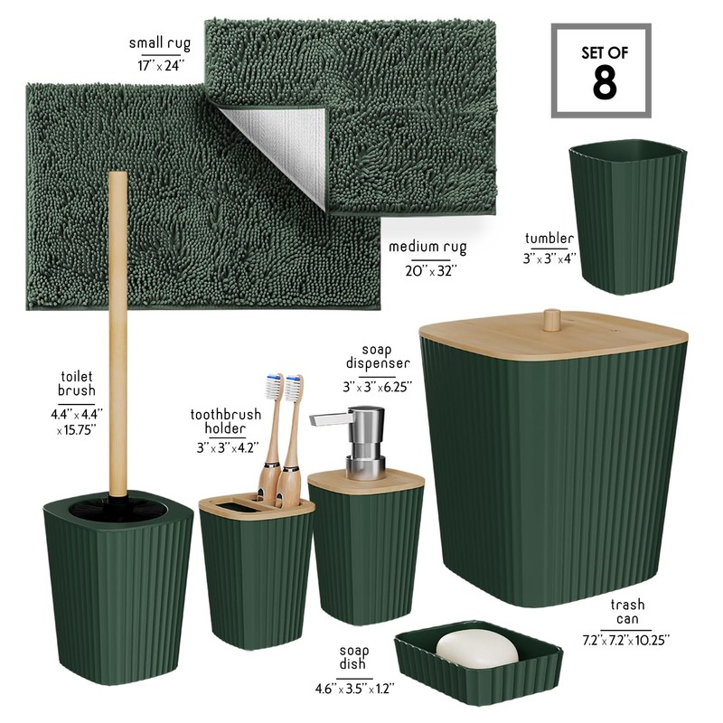 Clara Clark Bathroom Set - Hunter Green Bathroom Accessories Set,