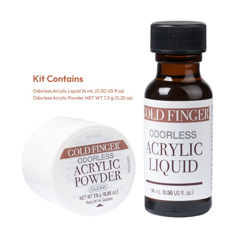 GoldFinger Odorless Acrylic Nails Kit, Professional Acrylic Liquid 0.5fl.oz. and