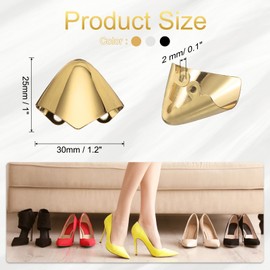uxcell 6Pcs Metal Shoes Pointed Protector High Heel Toe Caps Cover Durable Shoe Tip Cover Elegant Shoe Head Tips Cap for Shoe Protection Repair, Shoe Protection (Gold/Silver/Black, 25mm)