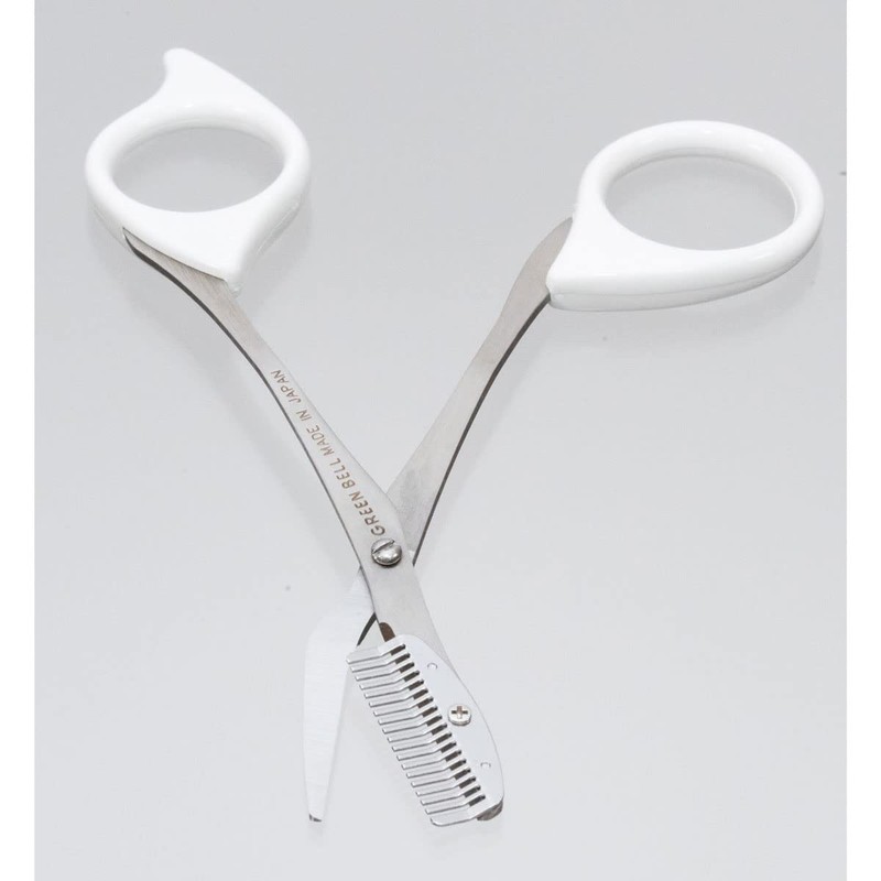 Green Bell Stainless Steel Eyebrow Scissors with Comb (White)