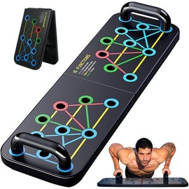 flintronic Push Up Board, 16 in 1 Multifunctional Foldable Push-Up Rack Board with Fitness Bands, Color Coded Push Up Stands, for Indoor, Gymnasium, Outdoor Muscle Training