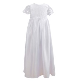 NIMBLE Baby Girls Baptism Christening Embroidered Gown with Headband for 0-12 Months (9-12 Months, White)