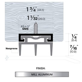 Mortised Door Bottom Sweep with Neoprene Sweep 7/16”h Exposed 0.69” Total Height (#7852) (42")