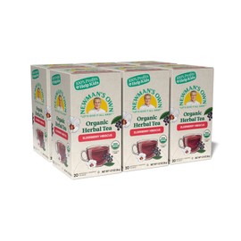 Newman's Own Organic Elderberry Hibiscus Tea Containing Healthy Antioxidants with 20 Individually Wrapped Tea Bags Per Box (Pack of 6) USDA Certified Caffeine Free Brew Hot/Cold