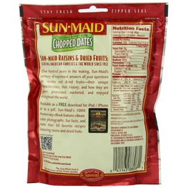 Sun-Maid - California Chopped Dates - Resealable Bag - 8 Ounce - Whole Natural Dried Fruit - No Artificial Flavors
