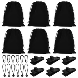 Portable Weight Bag for Outdoor Gazebo Curtains, Tablecloth Weight Bag, 6 Weight Pockets, 6 Carabiners, 6 Clips and 6 Elastic Ropes, Suitable for Attaching Tents, Tablecloths