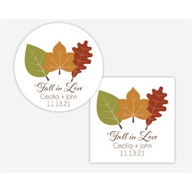 Wedding Invitation Return Address Label, Fall Leaves Return Address Sticker, Round Address Label (#042-3-WH)