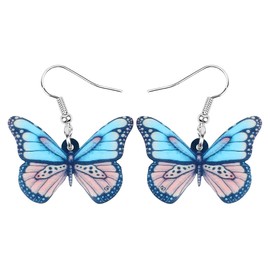 Bonsny Drop Dangle Nymphalidae - arete de mariposa con base de cepillo para polvo para mujeres y niñas Azul
