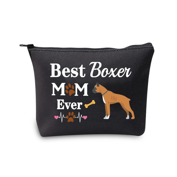 Boxer Mom Gifts Boxer Dog Makeup Bag Best Boxer Mom Ever Cosmetic Bag Boxer Lover Gifts for Boxer Owner Travel Bag Toiletry Bag Organizer Case Purse Pouch (Boxer Mom Bag Black)