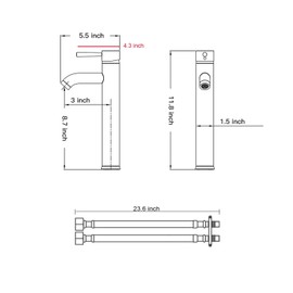 Brushed Nickel Bathroom Vessel Sink Faucet Vessel Bowl Faucet Single Handle One Hole Aerator Spout Lavatory Vanity Basin Mixer Tap Tall Body Modern Brass Deck Mount Commercial