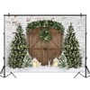 Mocsicka Christmas Wood House Photography Backdrop Xmas Tree Snow Wreath