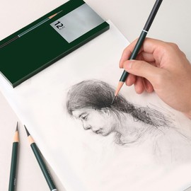 Kzouenzu Pencil Set [12 Pieces], 2H F HB B 2B 3B 4B 6B 8B and 3 Charcoal Pencils, Hard Charcoal, Medium Charcoal, Professional Pencil Set for Drawing, Drawing