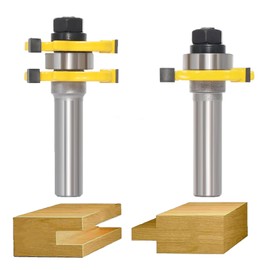 Tongue and Groove Router Bit Set with 1/2” Shank, 2PCS 3 Teeth, Adjustable T Shape Tongue Groove Router Bit, Wood Milling Cutter Woodworking Tools, Shaker Style Cabinet Doors