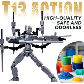 Figura de Acción Toy 13, Figura de Acción Multiarticular Impresa en 3D, exquisitos Adornos de Escritorio, Dummy 13 Figure es el Regalo Ideal para los Amantes de los Juegos(Negro Plateado)