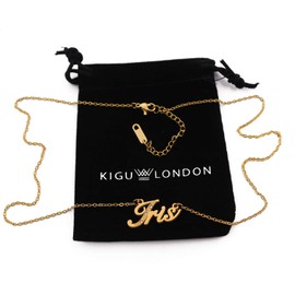 Iris Kursiv Personalisierte Namenskette mit Zirkonia vergoldet Custom zierliche Namensanhänger Schmuck für Damen Freundin Mutter Schwester Freunde