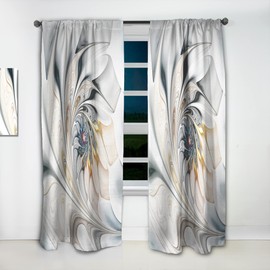 DesignQ Curtains 'White Stained Glass Floral' Curtains for Bedroom, Curtains for Living Room, Curtains & Drapes - Thermal Insulated - Single Panel-52x120