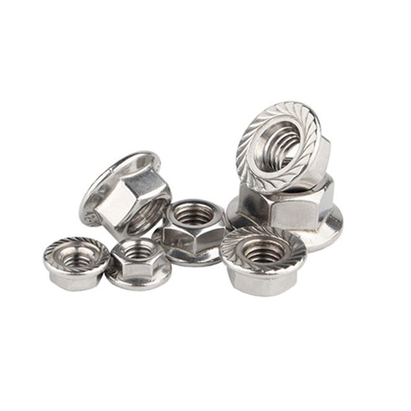 304 Stainless Steel M10 Flange Screw Nut with Floral Pattern