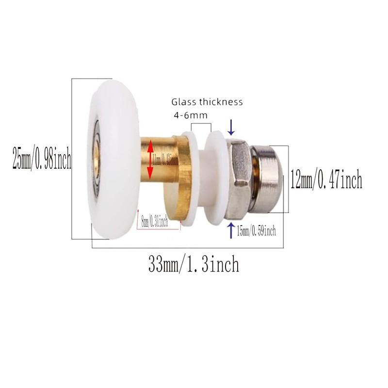 Shower Door Rollers, The Bathroom Glass Sliding Door Pulleys/Runners/Wheels,25mm Modern