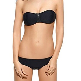Lovely Quality Padded Neoprene Zip Front Bikini Black Size 10-12