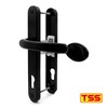 TSS Black UPVC Door Handle Pair Set with offset Lever