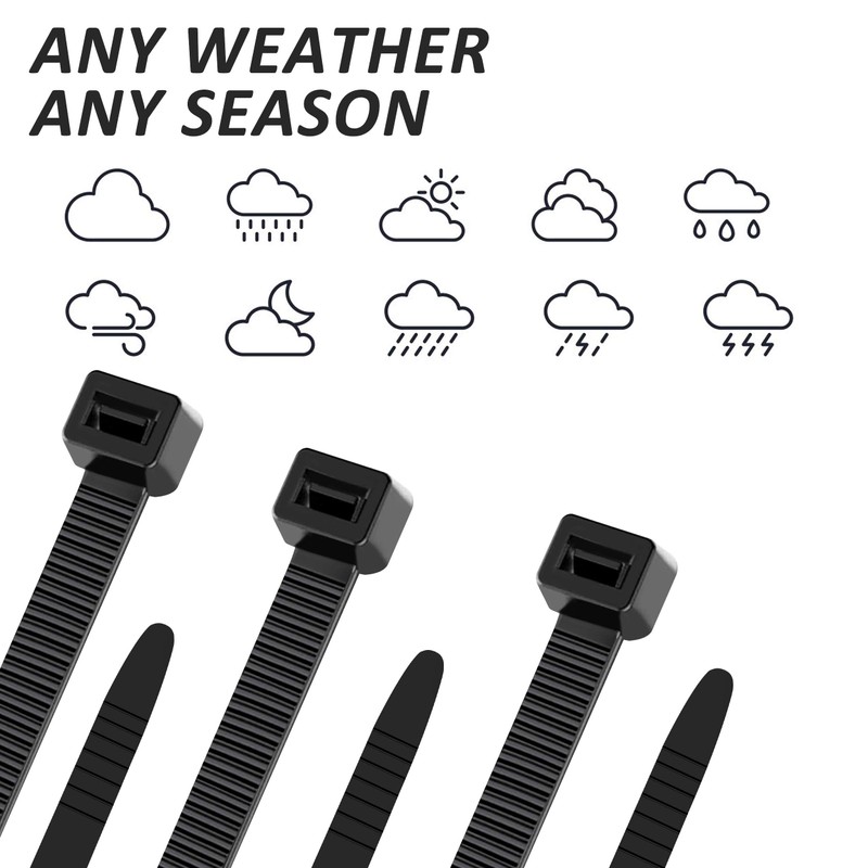 Cable Ties Black 200 x 2.5 mm UV Resistant Adjustable
