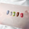 Cat, flower and checkered nail - round / 고양이와 꽃과