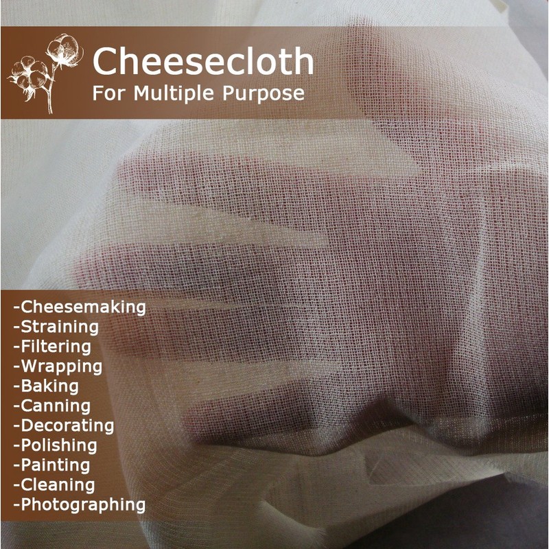 Cheesecloth, Grade 90, 36 Sq Feet, 100% Unbleached Cheesecloth Fabric