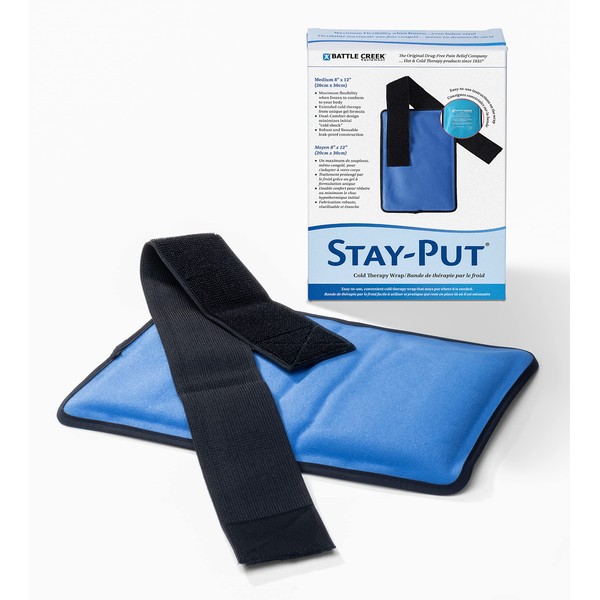 Stay-Put® Cold Therapy Wrap Medium (8” x 12”) – Reusable Ice Packs with Straps, Cold Pack Compress for Arms, Shins, Calves, and Smaller Joint Pain Relief