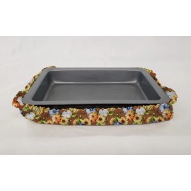 Penny's Needful Things Fall Harvest Casserole Baking Pan or Pie Plate Cozy and Carrier (4 Patterns) - Pumpkins on Brown, Pie Plate/Small