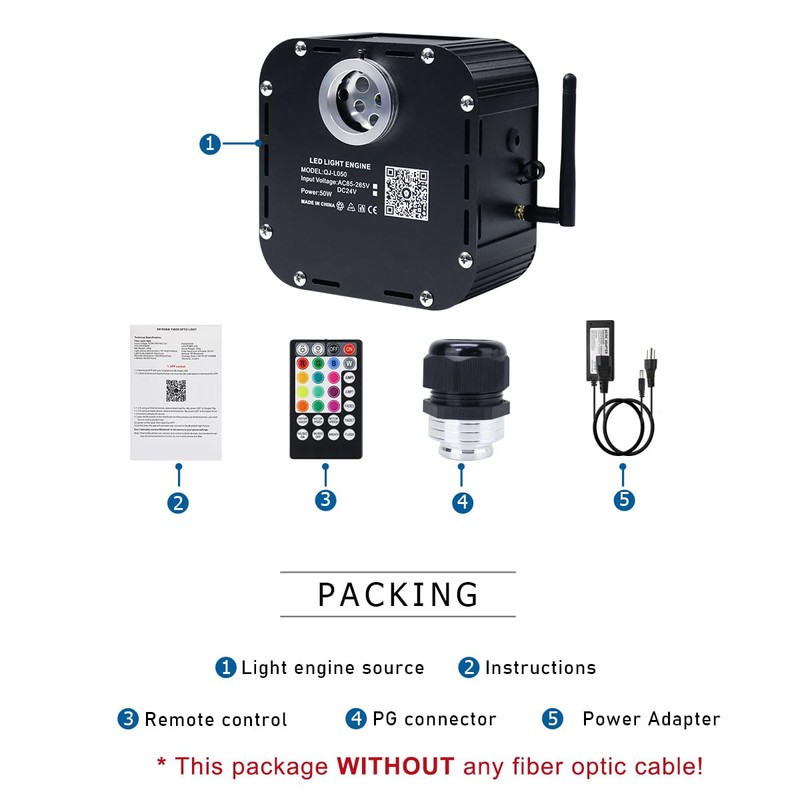 AKEPO 50W RGBW Twinkle Fiber Optic Light Engine Driver, Bluetooth