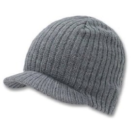 DECKY Knit Navy Light Silver Grey Gray Campus Cap Hat with Bill Winter Cold Weather Military Cadet Tactical Look